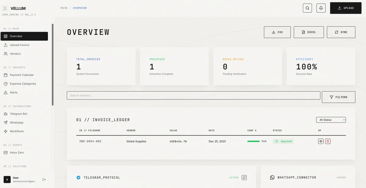 Vellum Invoice Processing Interface